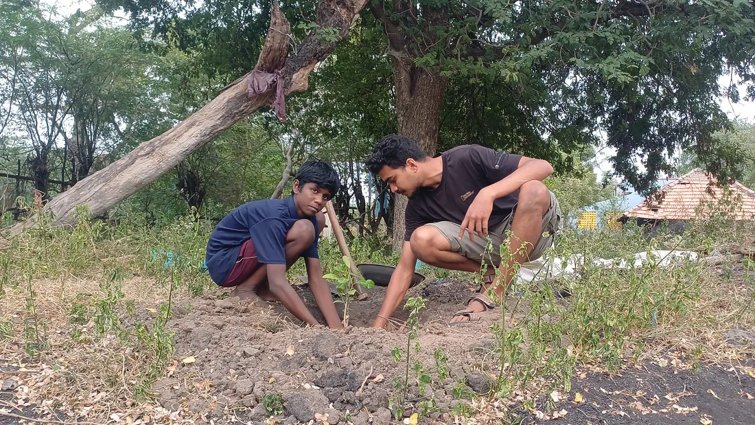 Planting with a young villager