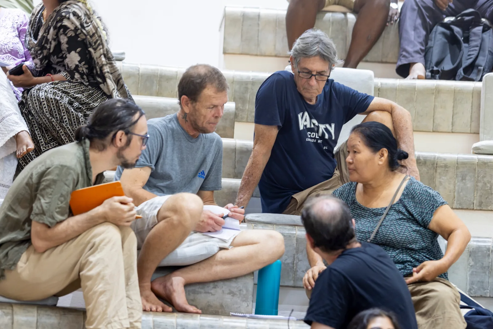 A breakout group drafting plans together