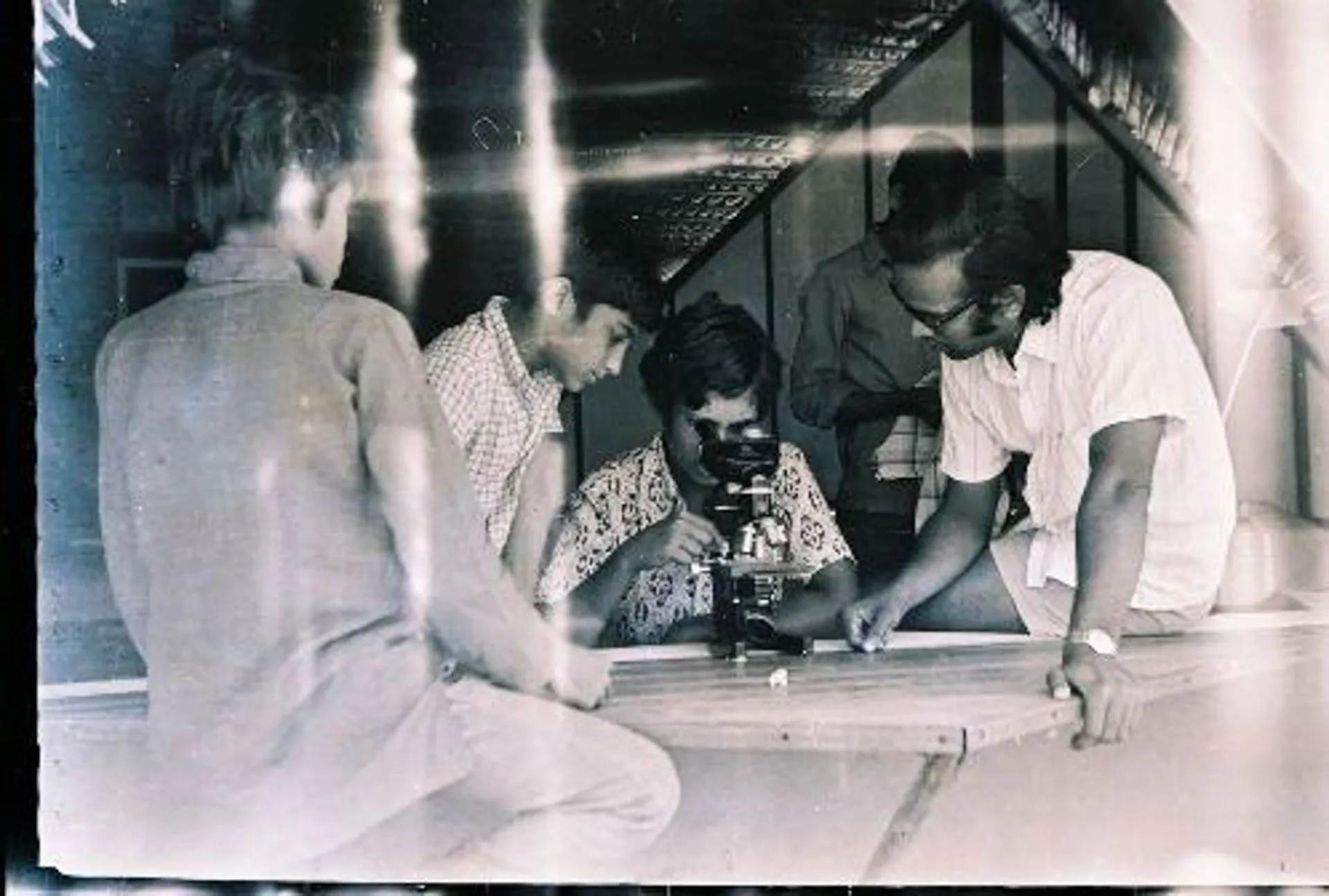 Dr. Ananda Reddy young in Auroville Black and White, 1970's